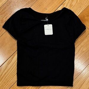 Free People intimately Black Short Sleeve Crop stretch cami